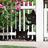 Bnesi 2 Pcs Black Cat Garden Sculptures Metal Fence Decorations Outdoor Decorations for Cat Lovers Black Metal Yard Art Lawn Ornaments Home Decor for Garden Yard Lawn (Funny)