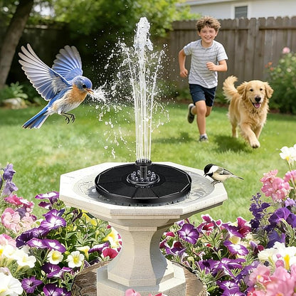 Jhua Solar Fountain for Bird Bath Pump with Led Lights Solar Powered Water Pump Kit with 8 Nozzles 200L/H Floating Water Fountain for Outdoor Garden Ponds Pool Fish Tank Aquarium