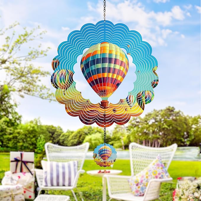 Hanging Decor Outdoor,Outdoor Garden Decor,Wind Spinners Outdoor Colorful Hot Air Balloon Hanging Decor,Ornaments Kinetic Yard Art, Valentine Gifts for Women,Family,Friends