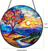 Suncatcher Stream Stained Glass Suncatchers Stained Glass Ornament for Home Decor Indoor Wall Art Gift for Mother Women Friends (Stream, M)