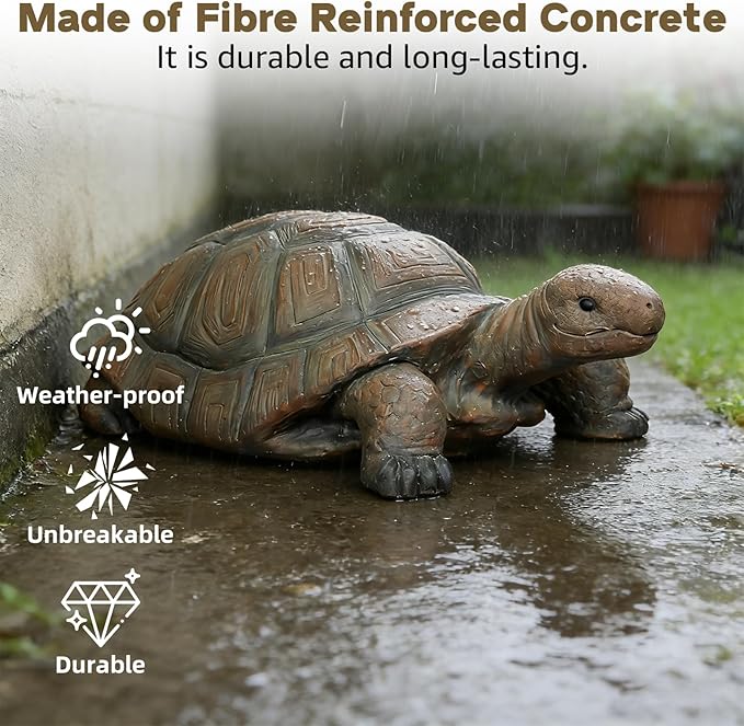SKYFIRE Turtle Statues for Garden - 34.2” x 18.1” x 11.4” Fiber Reinforced Concrete Figurine Statue, Garden Sculptures & Statues Decor for Outdoors, Lawn, Yard - Outdoor Ornaments Gardening Gifts