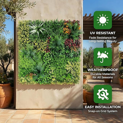 Artificial Grass Wall Backdrop Panels, 40"x40" UV-Anti Greenery Backdrop Wall, Faux Boxwood Panels for Patio, Garden, Backyard Indoor Outdoor Green Wall Decor & Privacy Fence Covering