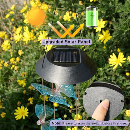 Solar Wind Chimes for Outside, Butterfly Wind Chimes, Color Changing LED Mobile Wind Chime, Solar Butterfly Lights for Outdoor Porch Deck Garden Patio Decor, Blue
