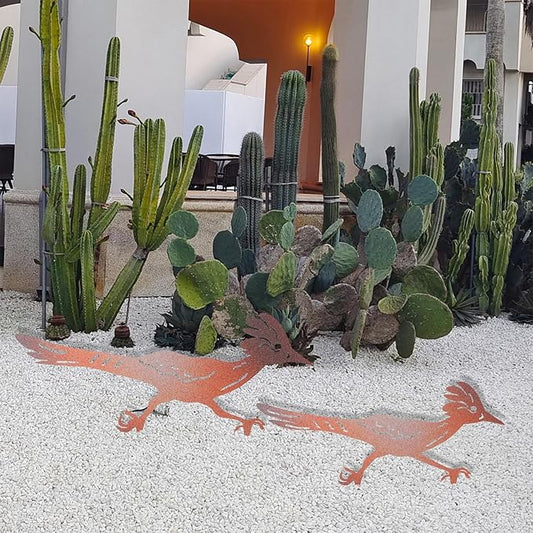2 Pcs Roadrunner Garden Art Metal Yard Art Decorative Garden Stakes Southwest Desert Bird Decor for Garden Yard Metal Yard Ornaments Bird Art Mexican Roadrunner Gifts (Vivid)