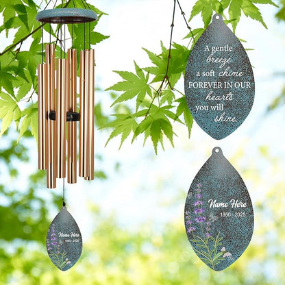 ASTARIN Personalized Sympathy Wind Chimes, Memorial Gifts Wind Chimes, Deep Tone Windchime for Loss of Loved Ones Mom/Dad/Friends, Outdoor Garden Decor