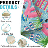 Dyrenson Summer Life is Better by The Pool 28 x 40 House Flag Double Sided, Flamingo Swim Rings Tropical Palm Leaves Garden Yard Decoration, Flip Flops Ball Outdoor Décor Decorative Large Flag