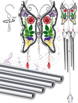 KY&BOSAM Big Butterfly Wind Chime with Crystal Sympathy Wind Spinner Memorial Wind Chime for Loss of Loved One Bereavement Sympathy Memorial Gift for Loss of Mother Father Home Garden Decor