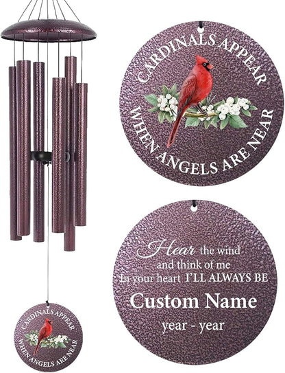 30"/36"/45" Wind Chimes for Memorial Loss Loved One Mom Dad Husband Wife, Personalized Deep Tone Wind Chime for Sympathy Remembrance Bereavement Produced in USA