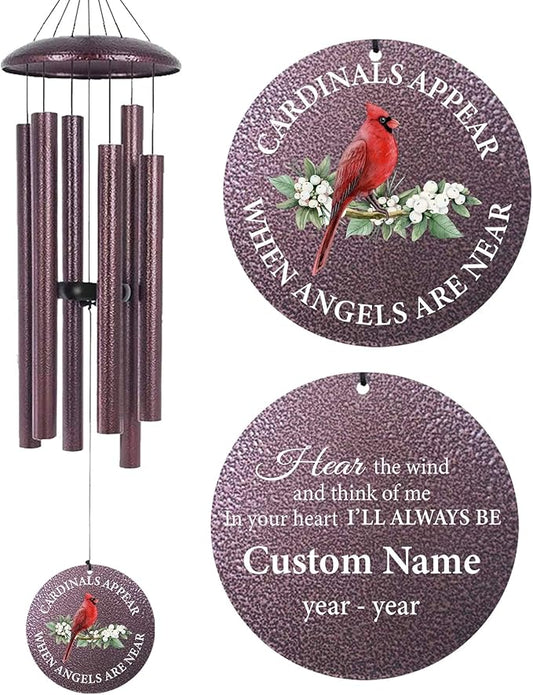 30"/36"/45" Wind Chimes for Memorial Loss Loved One Mom Dad Husband Wife, Personalized Deep Tone Wind Chime for Sympathy Remembrance Bereavement Produced in USA