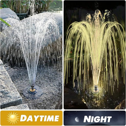 Jutai Electric Floating Pond Fountain Wram White LED Lights, Built-in Filter System, Waterfall Fountain Pump,32.8ft Power Cord, Day and Night Lighting, Energy Saving for Above Ground Pools