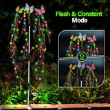 Solar Garden Lights Outdoor Decorative Waterproof, 69LED Swaying Tree Solar Lights for Outside, Butterfly Flower Lights Solar Power Yard Decor for Pathway Patio Lawn Grave Decorations