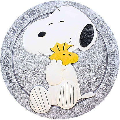 Roman Snoopy Hug Stepping Stone, 12-inch Diameter, Resin, Home, Garden, Outdoor