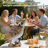 Solar Owl Garden Outdoor Statue,Owls Figurine Sculpture with LED Lights for Porch Patio Lawn Yard Deck Spring Summer Decor - Ideal Easter Day Housewarming for Women Men Owl Lover