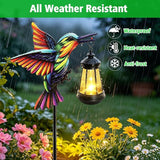 Solar Lights Hummingbird Garden Outdoor Decor, Hummingbird Stakes with Solar Lights, Mother's Day Birthday Gifts for Women Mom,Waterproof Metal Decorative Lights for Yard Art Outside Patio Porch Lawn