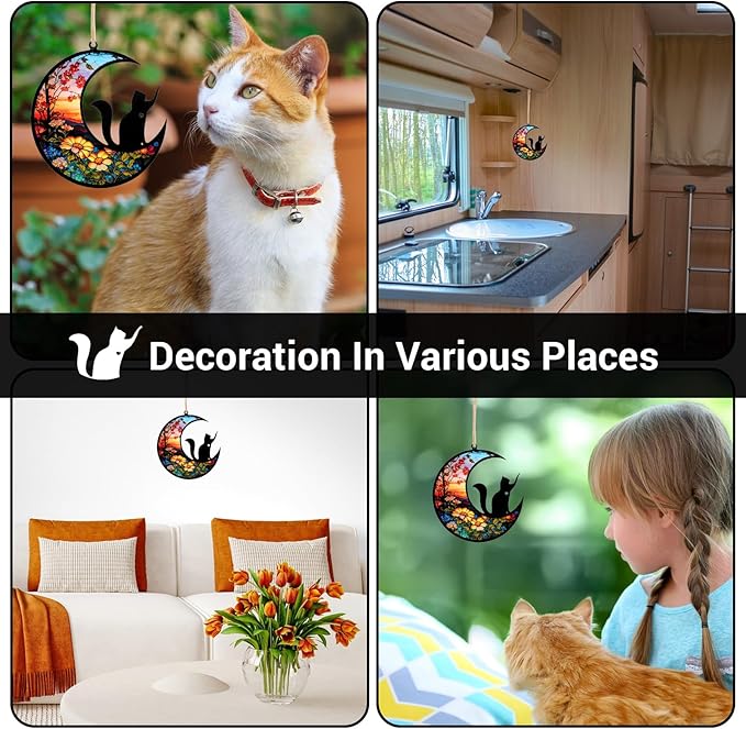 Cat Memorial Suncatcher Windows Memorial Ornament Pet Sympathy Gift for Loss of Cat Personalized Decorations Sun Catcher in Loving Memory for Loss Christmas Decor