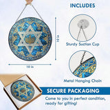 FLAGWIX Hanukkah Gifts for Women Men - Star of David Stained Glass Window Hanging 10 in - Hanukkah Sun Catcher Hanging Decor, Chanukah Suncatchers for Garden Decor, Religious Spiritual Gifts for Mom