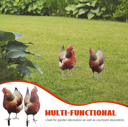 Happyyami 2Pcs Acrylic Chicken Yard Art - Decorative Hen Lawn Stakes for Garden Decoration, Outdoor Decor for Patio and Yard, Acrylic Flat Surface