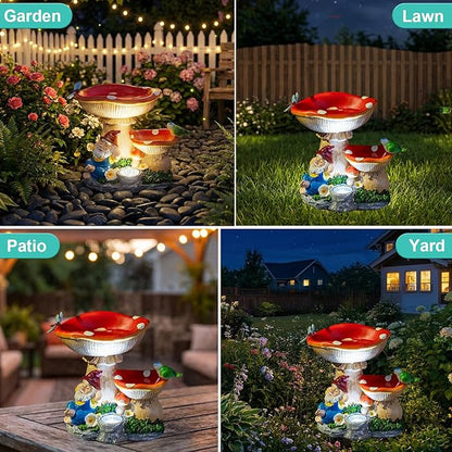 ZQQLITE Solar Gnome Statues Figurine Lights - Garden Lighting Outdoor Decorations, Gnome Sleeping Under Mushroom, Yard Art Lawn Ornaments for Porch Patio Balcony - Gnome Gifts for Women Mom