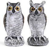OFFO 2 Pack Fake Owl, Owl Statue for Garden and Yard Decoration, Weatherproof Plastic Outdoor Owl Decor for Porch Pool Patio Yard, 8 in Height, Round + Long Ear Owl