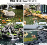 Pool Fountain,Acrylic Waterfall Spillway Pond Fountain,Includes Waterfall Box,Filter Media,Pipe Connector,12 Inches Black Pool Water Feature for Garden Patio,Backyard Koi Pond Decor