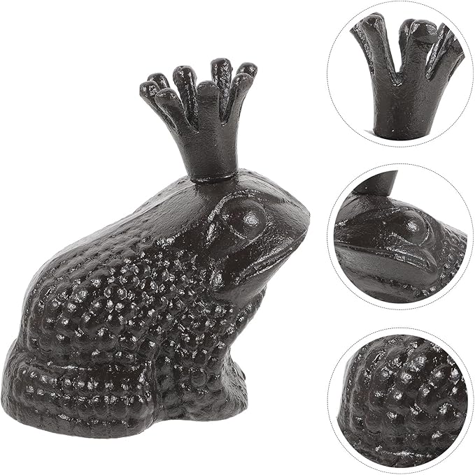Toyvian Iron Frog Sculpture Cute Garden Statue Tabletop Decor with Vivid Design Stable and Easy to Clean for Home and Outdoor Display