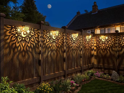 Gardsee Solar Fence Lights 6 Pack Solar Deck Lights Waterproof LED Solar Powered Step Light Wall Lights Outdoor Decorations Warm Yellow Light Decorative Lighting for Garden (Gold)