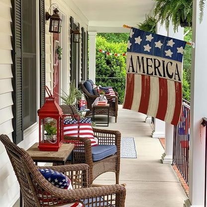 4th of July House Flags for Outdoor, Patriotic American Flag Large Yard Flag,Seasonal Decorative Decorations for Summer 250th Years America Anniversary Holiday Outside 28x40 Inch Double Sided