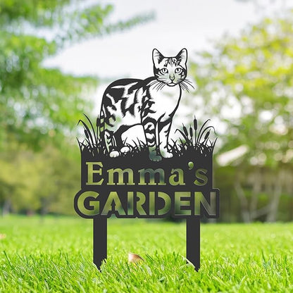 Personalized Cute Cat Kitten Metal Garden Sign,Custom Yard Sign With Stake,Outdoor Garden Décor,Pet Cat Lawn Garden Decorated Statue,Cat Sympathy Yard Metal Sign,Cat Lover Gifts Kailyard Plaque.