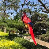 Hanging Parrot Statue Sculpture On Metal Round Ring Decor for Patio Garden Lawn and Nature Lovers Tropical Bird Collectors by Gifts, 10 inches Long Yellow