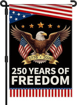 250th Anniversary America Garden Flag, 250 Anniversary USA Flag Patriotic Banner 250 Years of Freedom Yard Sign Eagle Design 4th of July Double-Sided Waterproof 1776-2026 Commemorative Flag 12x18 Inch