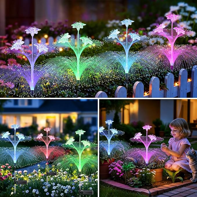 Solar Jellyfish Lights Outdoor - Waterproof LED Color Changing Garden Decor Hanging Lights, Auto-On/Off Solar Powered Yard Ornaments for Patio, Lawn, Festival Decoration (2 Pack)
