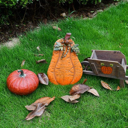 Linfevisi Metal Pumpkin Decor for Outside Standing Pumpkin Sign Flat Fall Porch Decor Yard Pumpkins Statue Outdoor Fall Decorations for Home Shelf Autumn Thanksgiving Halloween Garden Kitchen 13.5"