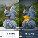 Solar Garden Statue – Hand-Painted Resin Squirrel on Pinecone with Glowing LED Acorn – Charming Yard, Patio & Balcony Decor – Gift for Mom, Grandma & Garden Lovers