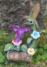 Eletina Resin Hummingbird Solar Light with Flower Garden Decorations,Waterproof Statues and Figurines Light Garden Art for Patio Lawn Yard Decorations (Resin Hummingbird Solar1)