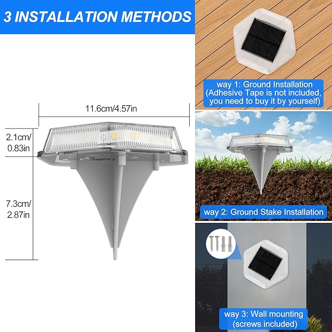 Solar Deck Lights Dock Step Lights- 8 Packs Waterproof 1200mAh Auto ON/Off LED Solor Powered Stair Lighting for Outdoor Garden, Patio, Pathway, Walkway, Driveway (Warm White)