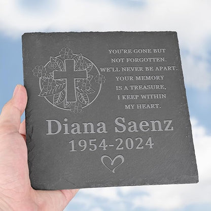 Personalized Memorial Stone Memorial Garden Stone - Sympathy Gifts for Loss of Dad, Mom or Loved One - Bereavement, Remembrance and Condolence Gift - Keep Within My Heart Square