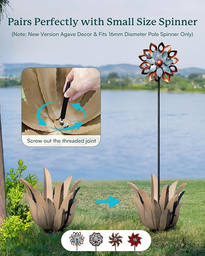 Metal Agave Plant Outdoor Decor - 25.5" H Large Hand Painted Desert Themed Garden Sculpture, Weather Resistant Rustic Yard Art for Lawn Patio, Unique Ornament Gift for Home & Garden