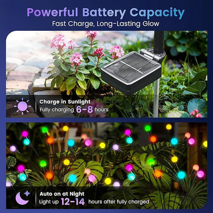 Solar Garden Lights Swaying, 60 LED Firefly Lights Outdoor Waterproof, Garden Decor Solar Lights Outdoor for Yard Porch Patio (6 Pack Multi-Colored)