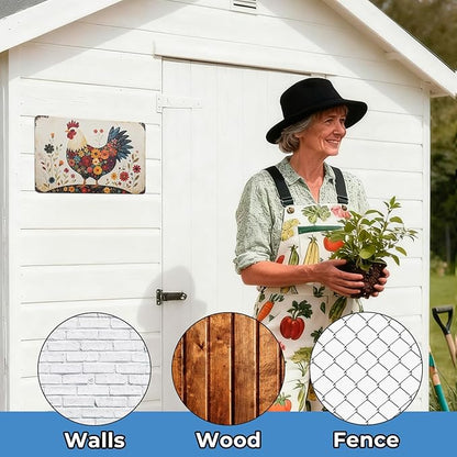 Funny Tin Signs Chicken Coop Decor Outdoor Vintage Rooster Gifts Yard-signs Decorative Signage For Farm and Garden 8×12 inches (J)