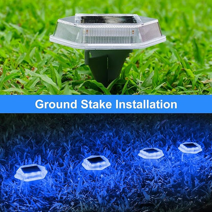Solar Deck Lights Dock Step Lights- 12 Packs Waterproof 1200mAh Auto ON/Off LED Solor Powered Stair Lighting for Outdoor Garden, Patio, Pathway, Walkway, Driveway (Blue)