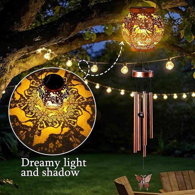Horse Wind Chime, Waterproof Hanging Solar Light for Outdoor Courtyard is a for mom, Grandma, Sisters and Women on Christmas, Mother's Day and Thanksgiving