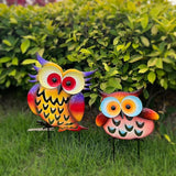 Pack of 2 Metal Fresh Color Owl Garden Statues Silhouette Owl Stakes Decorative Outdoor Statues Animal Sculptures for Yard Décor and Lawn Ornaments, MX202303-1