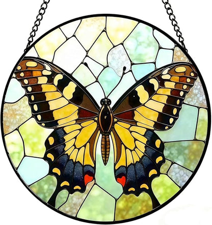 Butterfly Sun Catchers Indoor Window - 8 Inch Stained Glass Window Hanging - Stained Glass Suncatcher - Suncatchers for Windows Hanging - Decoration for Home Garden Mother's Day Birthday Gifts for Mom