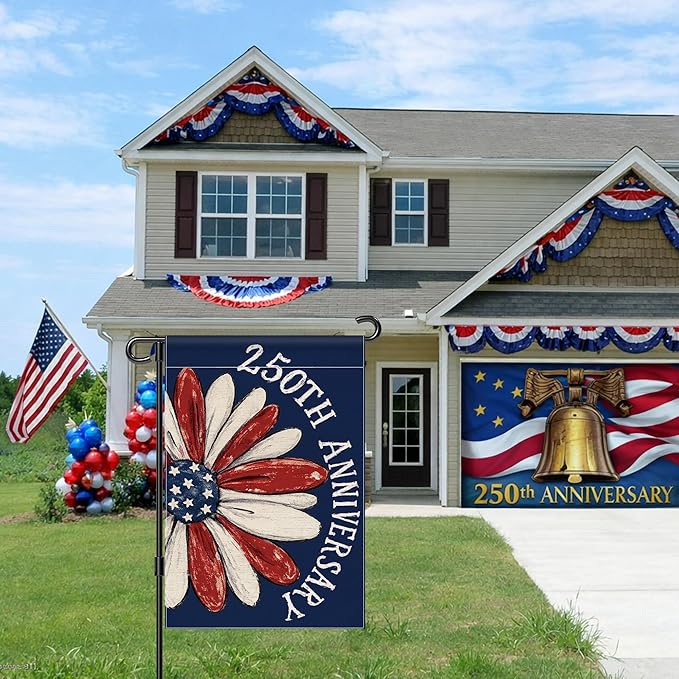 250th Anniversary America Garden Flag, 250 Anniversary USA Flag Patriotic Banner 250 Years of Freedom Yard Sign 4th of July Double-Sided Waterproof 1776-2026 Commemorative Flag 12x18 Inch