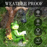 WENYLE Solar Garden Outdoor Statues Frog with Tree Solar Lantern, Lawn Decor Frog Figurine for Patio Balcony Yard, Yard Unique Christmas Birthdays Gift for Mom Grandma