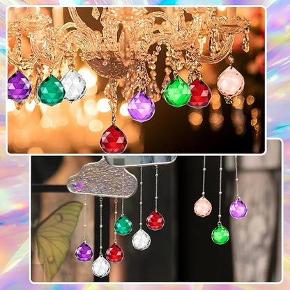 Suncatcher Crystal Prism Ball 20mm, Multicolor Crystal Ball Rainbow Prism Pendants Window Hanging Decor for Home, Garden, Party, Gift 20 Pack