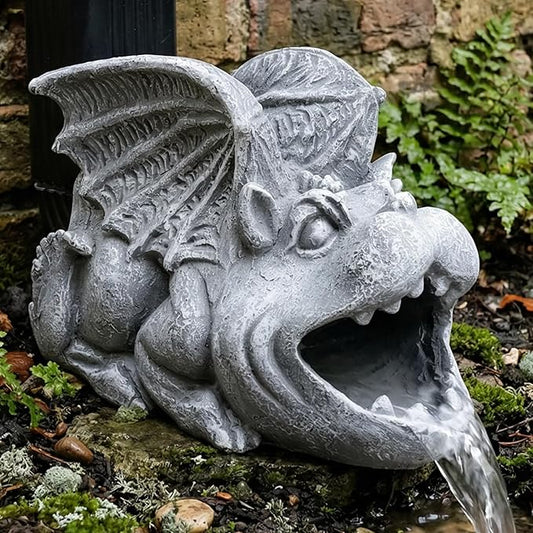 Elenon Gargoyle Decorative Gutter Downspout Extension Statue, Gutter Guardian Rain Downspout Extender, Garden Splash Block Outdoor Sculpture for 3" × 4" Down Spouts Decor