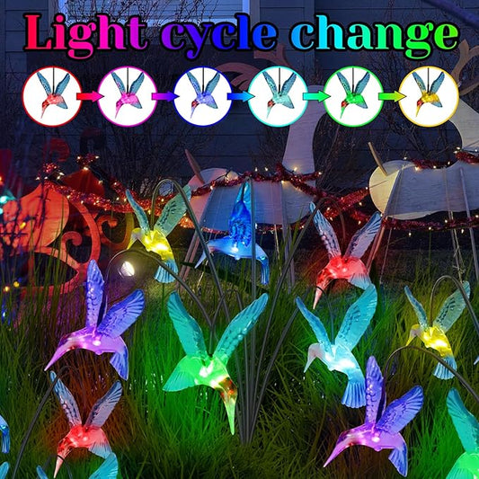 BeHiller Solar Hummingbird Lights Outdoor,2PACKS 12LED Swaying Firefly for Hummingbird Path Decor,Unique Gifts for mom/Grandma,Color Changing Hummingbird Gifts for Women,House,Housewarming,Lawn Decor