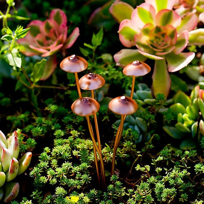 BestAlice 2pcs Metal Mushroom Garden Statue Stake, Flower Pot Decoration, Outdoor Statue, Mushroom Ground Decoration for Garden Patio Lawn Yard Plant Outdoor Art Accessories