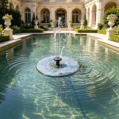 Solar Fountain with LED Lights 6 Nozzles 18CM, Solar Powered Water Floating Pump 50-80CM Spray Height, Large Illuminated Circulation Kit for Bird Bath, Pond, Garden, Pool